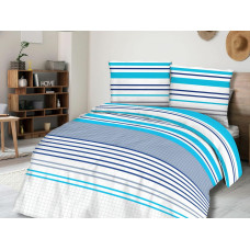 Kokvilnas gultas veļa 220x200 71439/1 svītras rūtaini pelēki zili balti Cottonlove