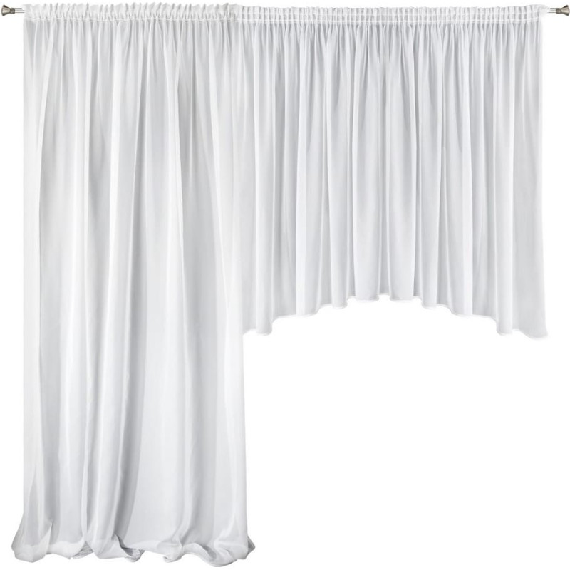 Aizkars 400x145 200x245 Aga 4 balts voile divdaļīgs logam un balkona durvīm asimetrisks gatavs uz lentes