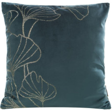 Dekoratīvā spilvendrāna 45x45 Blink 11J tirkīza tumši zelta samta gingko lapas