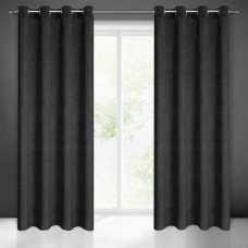 Aizkars 140x250 Eliza melns velūrs gatavs ar starplikām ar nelielu reljefu ģeometrisku rakstu