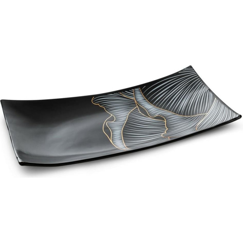 Keramikas šķīvis 41x21x9 Peonija 1 melnas pelēkas peonijas dekoratīvie ziedi