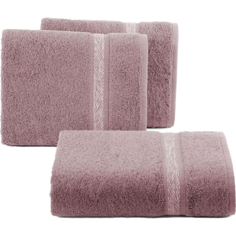 Dvielis 50x90 Altea pūderrozā ar dekoratīvu apmali un melanžu frotē svītru 500 g/m2