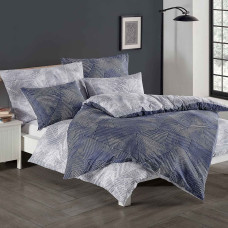 Kokvilnas gultas veļa 160x200 Hacket tumši zila pelēka ģeometrija Cottonlove Exclusive 5