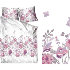Satīna gultasveļa 220x200 Rosarium ziedi viršu balts Frotex