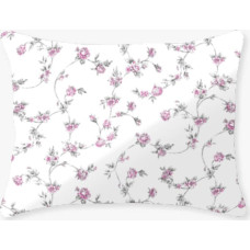 Kokvilnas spilvendrāna 50x60 ziedi balti rozā 1228N Classic