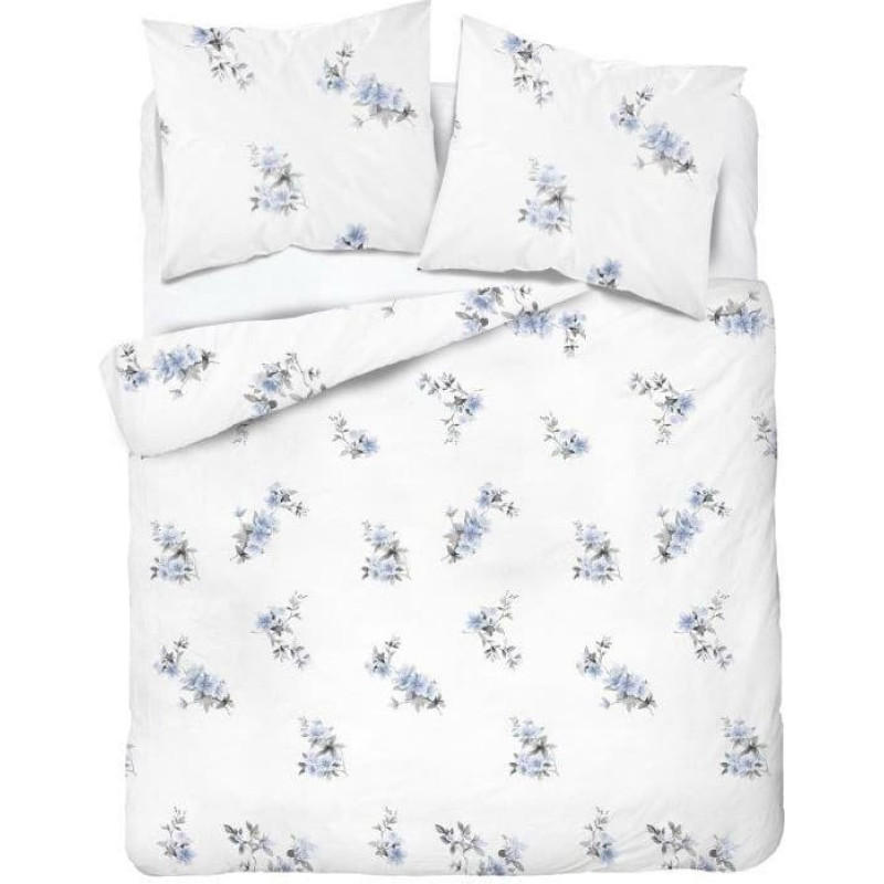 Satīna gultasveļa 220x200 balti zili ziedi 4403 A Home Satin 122