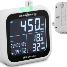 Steinberg Systems Oglekļa dioksīda mērītājs CO2 mitruma temperatūra ar datumu un laiku 1-99% -20-60C