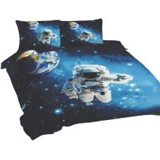 Kokvilnas gultasveļa 160x200 Cosmos melna zila Universāls