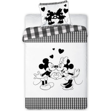 Kokvilnas gultas veļa 160x200 Mini Mickey Mouse Minnie Mickey Mouse Friends rūtaini balti pelēki melni abpusēji 7255