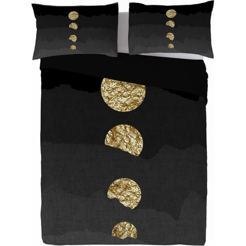 Satīna gultas veļa 220x200 melnā zelta ģeometrija Prestige 1