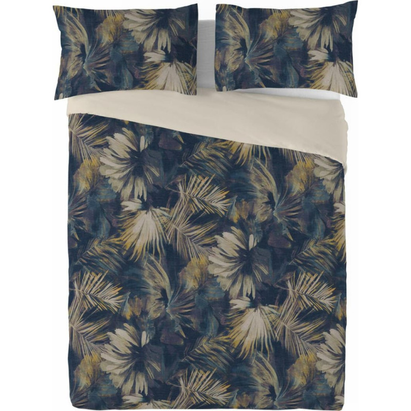 Lina gultasveļa 220x200 Lina 05 ziedi tumši zili bēšs