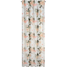 Aptumšojošs aizkars 135x270 Rozā baltas rozā rozes gatavas uz velūra lentes