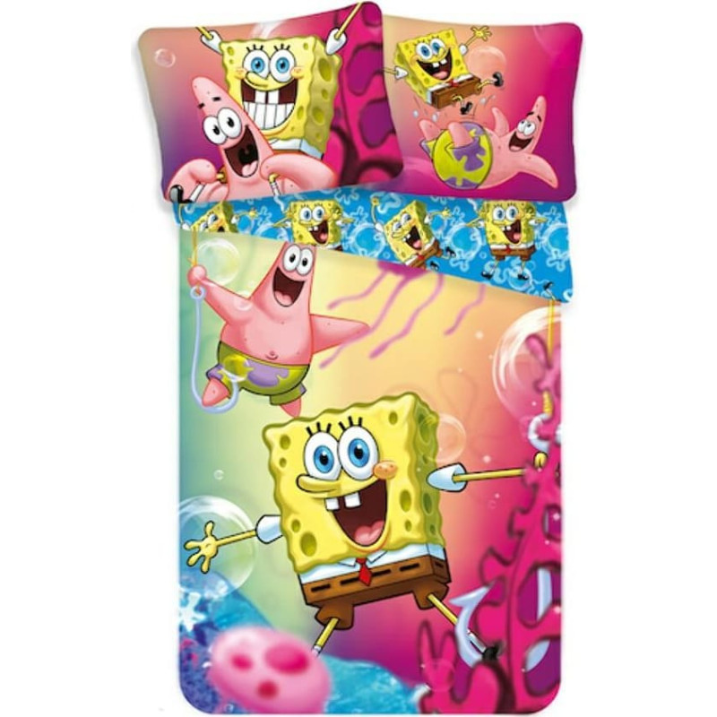 Kokvilnas gultas veļa 140x200 Sponge Bob SquarePants 0920 Patryk Starfish sūklis SpongeBob