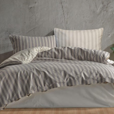 Kokvilnas gultas veļa 220x200 Mardas 1 pelēkas krēmkrāsas svītras Cottonlove Exclusive 1