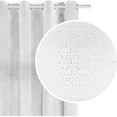 Gatavs aizkars ar cilpām 140x250, balts velūrs ar spīdīgiem kristāliem