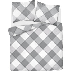 Satīna gultas veļa 180x200 4450 Balts pelēks rūtains Home Satin 126