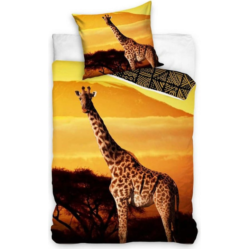 Kokvilnas gultas veļa 160x200 Giraffe Africa spilvendrāna 70x80