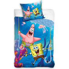Kokvilnas gultas veļa 140x200 SpongeBob zila ar vienu spilvendrānu 70x90 C23