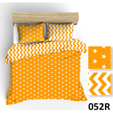 Kokvilnas gultas veļa 140x200 R052 baltas dzeltenas zvaigznes zigzags 107N 109N