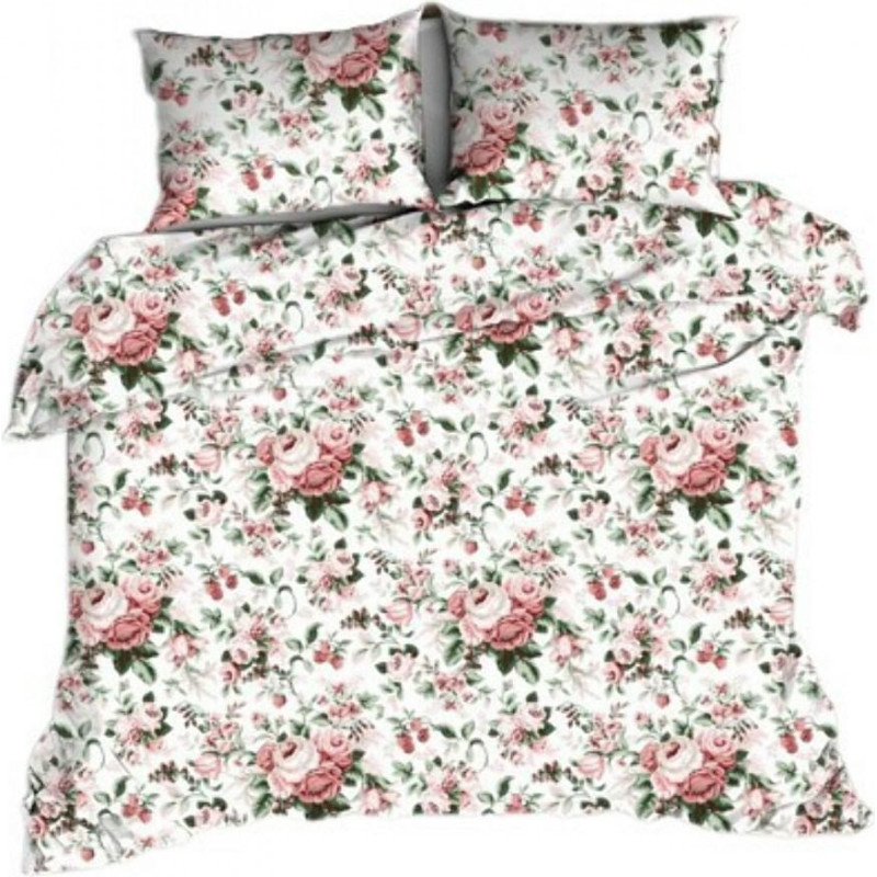 Flaneļa gultasveļa 160x200 baltas bordo rozes 1055 Flanel Max