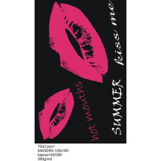 Madeiras pludmales dvielis 100x160 Usta 7643/1 Black-Pink Summer Kiss Me