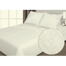 Satīna gultasveļa 160x200 Retro 4 krēms ar mežģīnēm kastītē