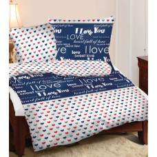 Sweet Love Navy Blue satīna gultas veļa 160x200 Love Gold Line Jaunums