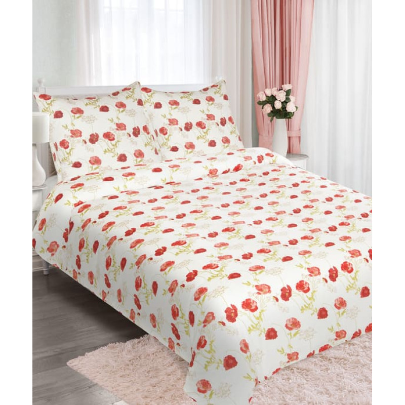 Džersija kokvilnas gultasveļa 200x220 Magoņu sarkana