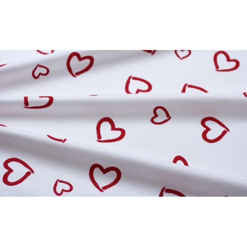 Mizas gultasveļa Sirsniņas 140x200 raksts 721E Sarkanas sirsniņas uz balta fona Valentīndienas jaunums