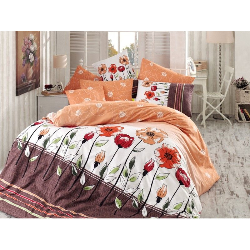 Kokvilnas gultas veļa 160x200 Amanda Orange 9604 Exclusive premium