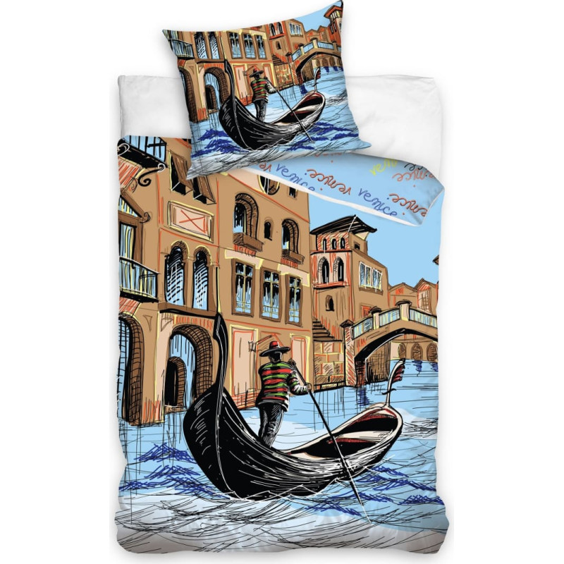 Kokvilnas gultasveļa 140x200 Wenecja Venice boat 6210