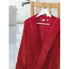 Lodik M sarkanā frotē auduma peldmētelis ar kapuci Zema cena!!!