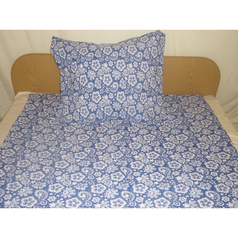 Mizas pakaiši 200x220 raksts 215 tumši zils ar baltiem ziediem ar pogām 100% bieza kokvilna