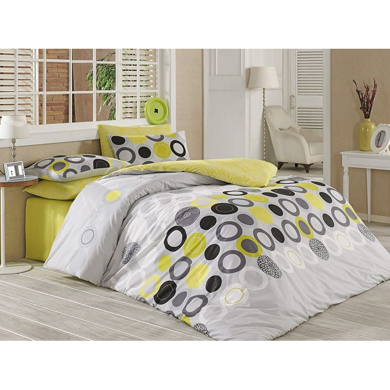 Kokvilnas gultas veļa 200x220 Benetton Yellow 5601 Exclusive premium