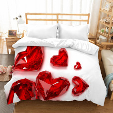 3D mikrosatīna gultas veļa 200x220 38 Mīlestības sirds kristāli Valentīna diena 0025