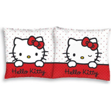 Kokvilnas spilvendrāna 40x40 Hello Kitty balti sarkani punktiņi 1459