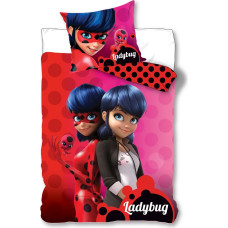 Kokvilnas gultas veļa 140x200 Biedronka Miraculum Ladybug 1090 LB01
