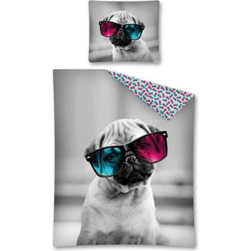 Kokvilnas pakaiši 160x200 Suns ar krāsainām brillēm 2440 A 8984