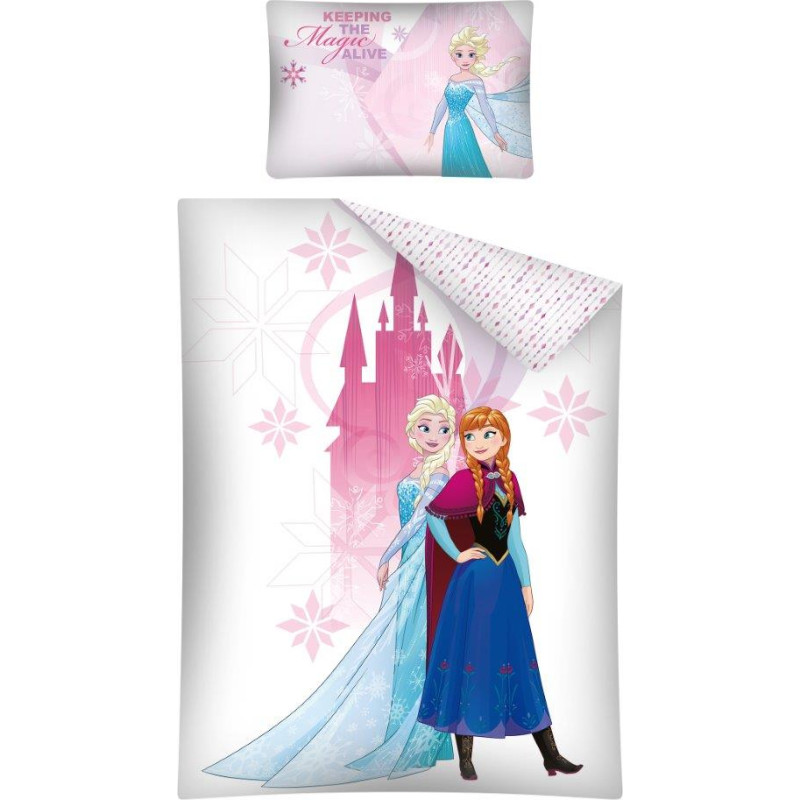 Kokvilnas gultas veļa 100x135 Frozen Frozen 1601 Anna Elsa 17 B bērnu gultiņai