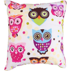 Kokvilnas spilvendrāna 70x80 1199E Owls Kingdom of Owls, krāsaini rozā