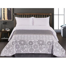 Decoking Dekoratīvais gultas pārklājs 240x260 Alhambra balts pelēks, abpusējs