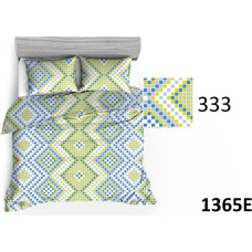 Kokvilnas gultasveļa 140x200 1365E kvadrāti balta zila laima zila 333N