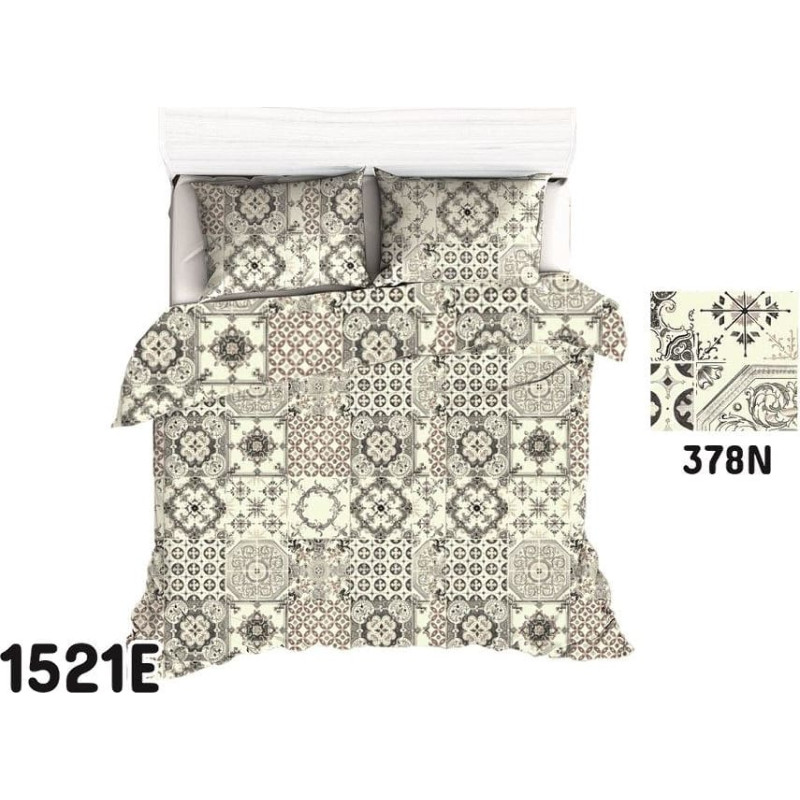 Kokvilnas spilvendrāna 50x60 1521E krēmbrūni ornamenti 378N