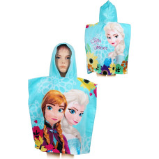 Pončo bērniem 55x110 Frozen Frozen 4567 Anna Elsa dvielis ar kapuci