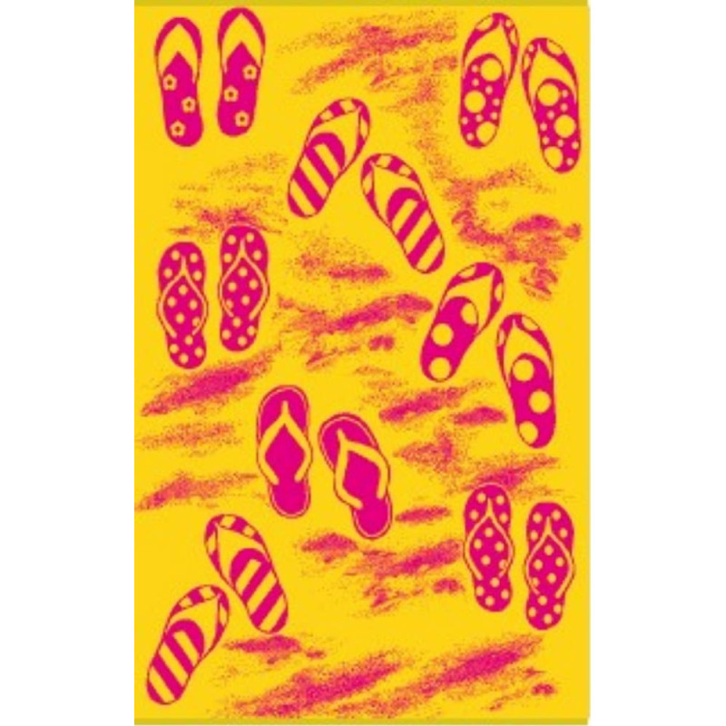 Pludmales dvielis 100x160 Rozā flip-flops 8336/2 dzeltens