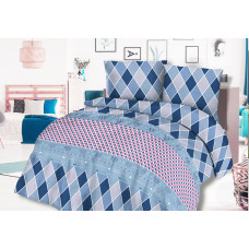 Flaneļa gultas veļa 200x220 31449/2 zili tumši zili rozā rombi