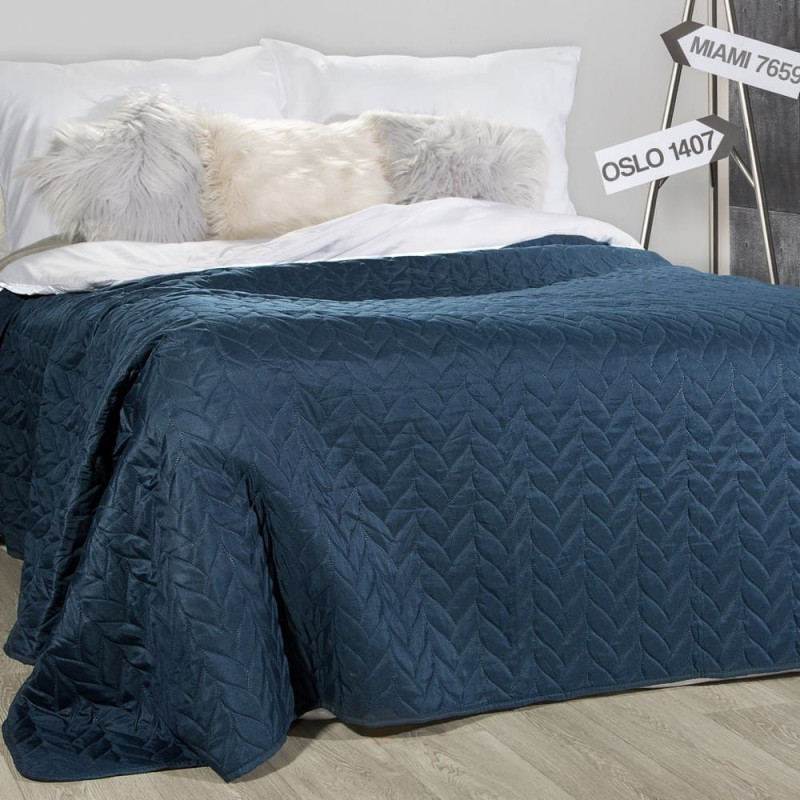 Dekoratīvais gultas pārklājs 200x220 Melia tumši zils