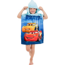Pončo bērniem 50x115 Automašīnas Automašīnas 5544 Lightning McQueen zils dvielis ar kapuci