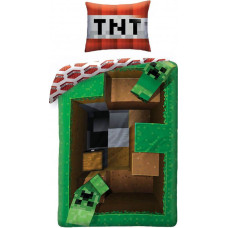 Kokvilnas gultas veļa 140x200 Minecraft Creeper TNT zaļa spilvendrāna 70x90