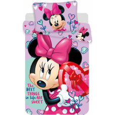 Kokvilnas gultas veļa 140x200 Mini Mouse 6794 Minnie Mouse rozā sirsniņas spilvendrāna 70x90